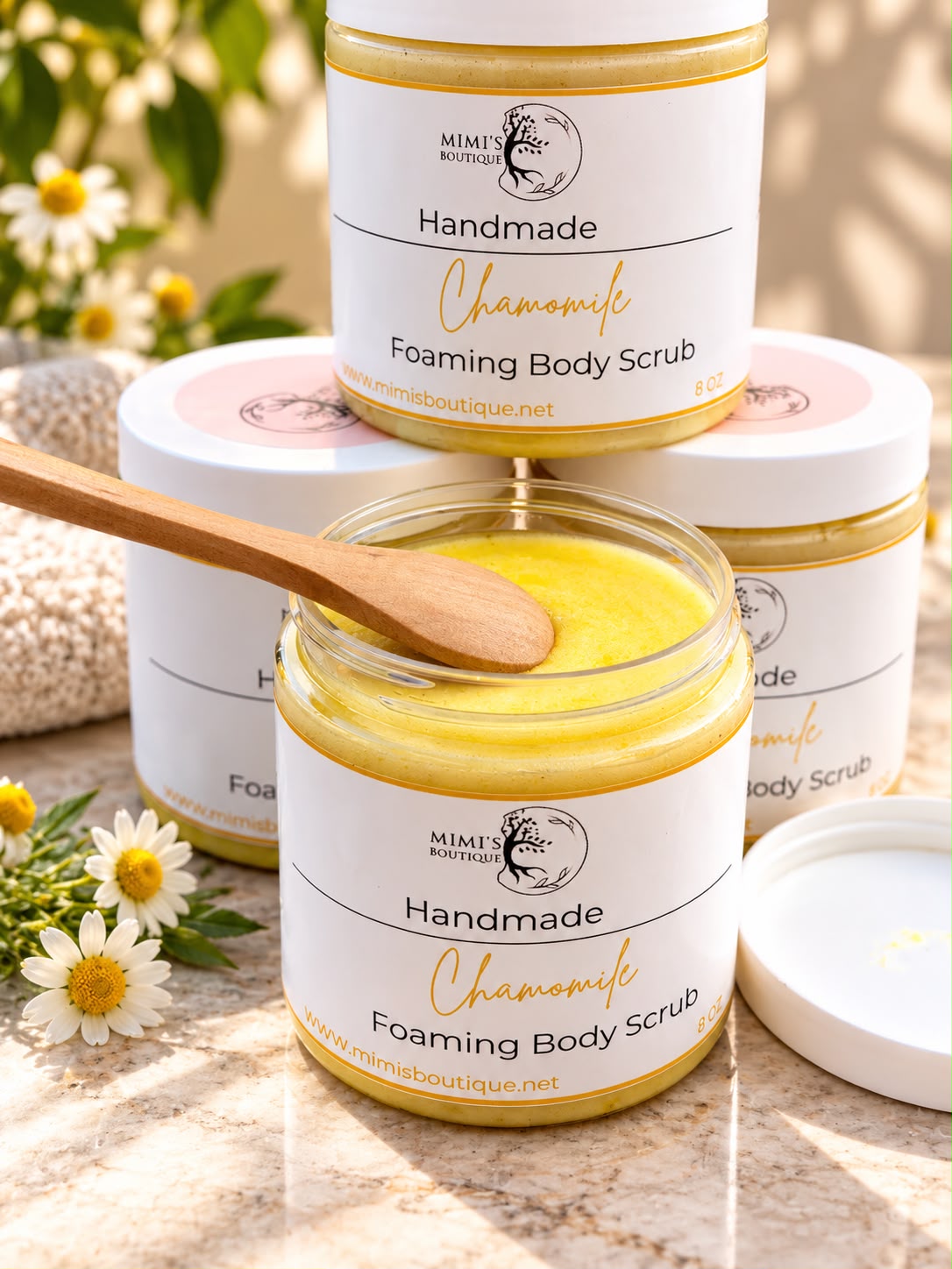 Calming Chamomile Foaming Body Scrub:  Soothing Exfoliant