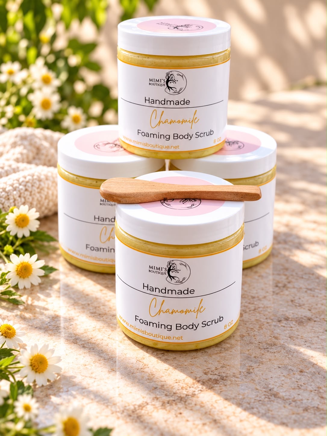 Calming Chamomile Foaming Body Scrub:  Soothing Exfoliant
